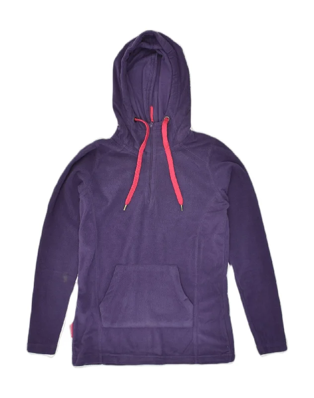 MOUNTAIN WAREHOUSE Womens Hooded Fleece Jumper UK 8 Small Purple Polyester Hoodie Dress Longline Feminine