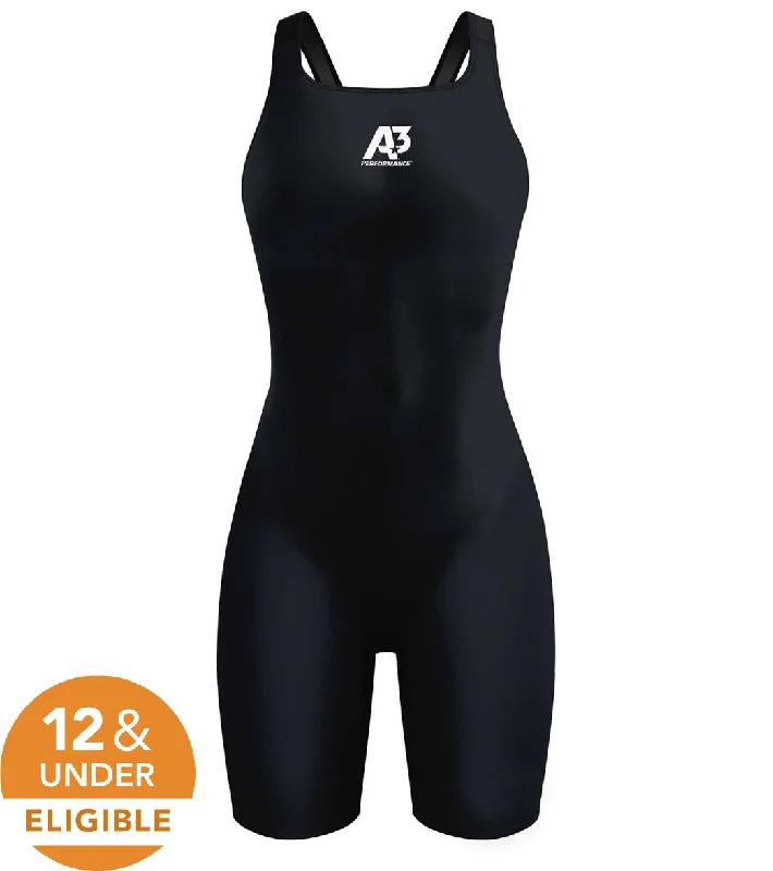 A3 Performance Women's Nova Open Back Kneeskin Swimsuit Timeless Black Bikini