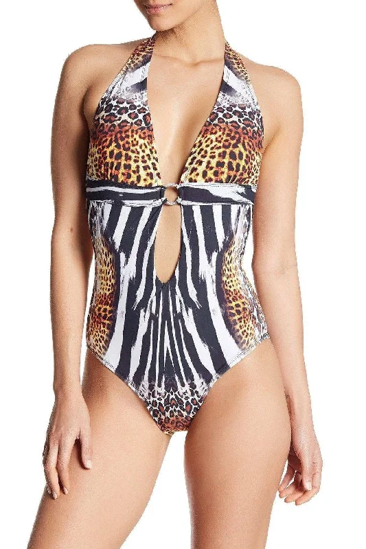 Animal Print One-Piece Swimsuit / Monokini Beachwear, Resort Wear and Designer Swimwear Halter Neck Swimsuit Animal Print One-Piece Swimsuit / Monokini Beachwear, Resort Wear and Designer Swimwear Halter Neck Swimsuit