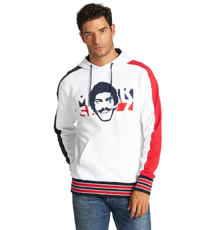 Arena Unisex Mark Spitz Hoodie White-Navy-Red Hoodie with Side Slits Relaxed Casual