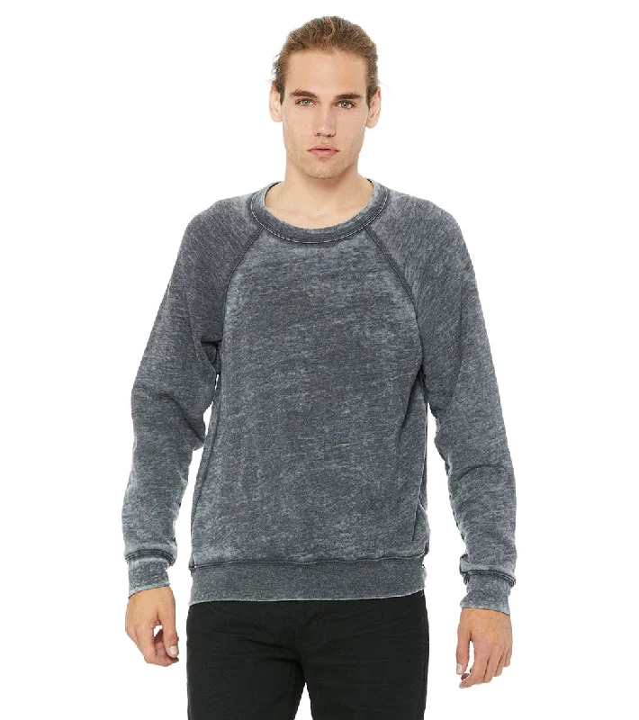 Bella + Canvas Unisex Sponge Fleece Crew Neck Sweatshirt Grey Acid Fleece Hoodie with Puffed Sleeves Voluminous Trendy