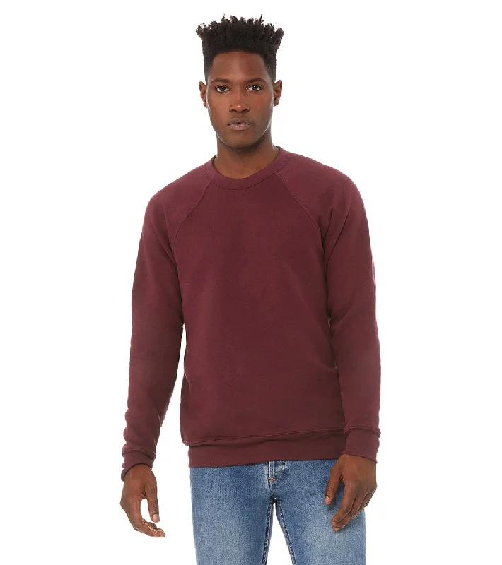 Bella + Canvas Unisex Sponge Fleece Crew Neck Sweatshirt Maroon Hoodie with Fur Luxurious Winter