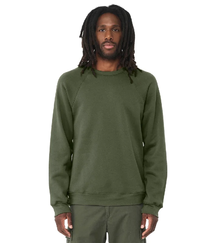 Bella + Canvas Unisex Sponge Fleece Crew Neck Sweatshirt Military Green Hoodie with Gradient Ombre Colorful