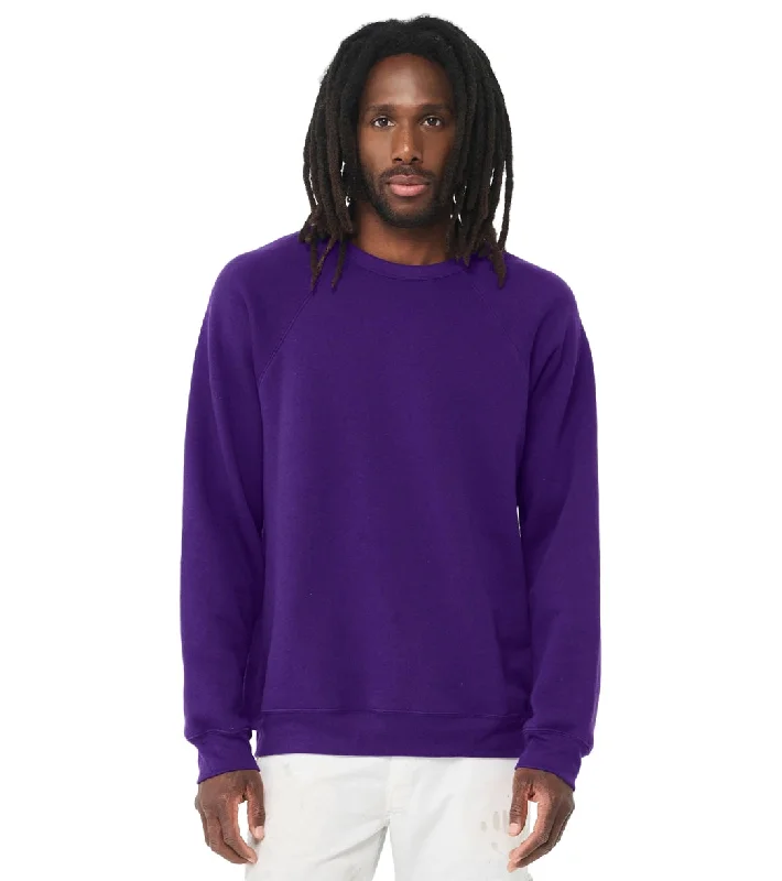 Bella + Canvas Unisex Sponge Fleece Crew Neck Sweatshirt Team Purple Hoodie with Slit Hem Functional Movement