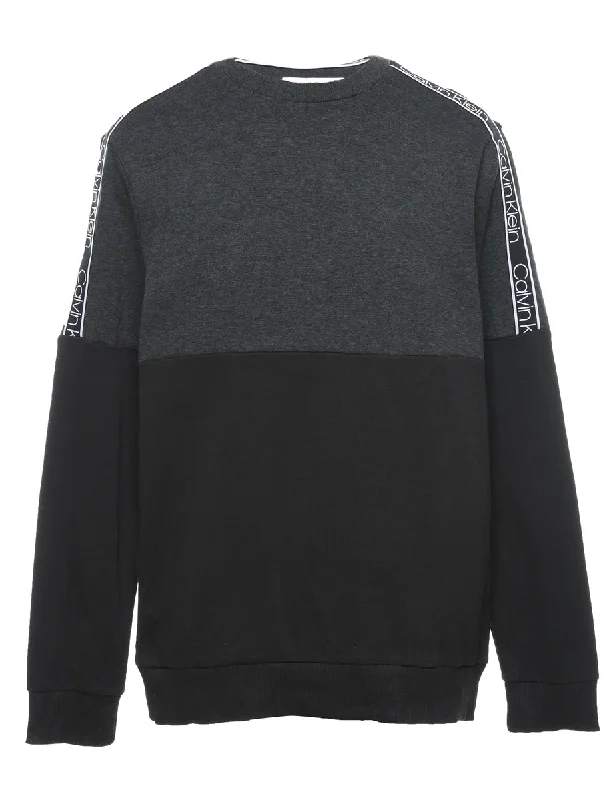 Calvin Klein Black & Grey Contrast Plain Sweatshirt - M Hoodie with Pattern Geometric Abstract