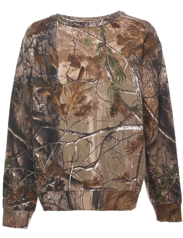 Camouflage Design Sweatshirt - L Hoodie with Double Zipper Versatile Adjustable