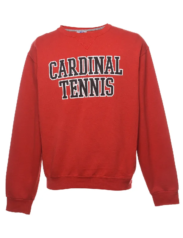 Cardinal Tennis Black & Red Printed Sweatshirt - M Hoodie with High Neck Warm Protective