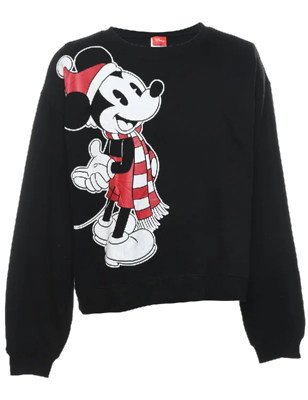 Cartoon Print Mickey Mouse Christmas Sweatshirt - XL Hoodie with Velcro Closure Adjustable Secure