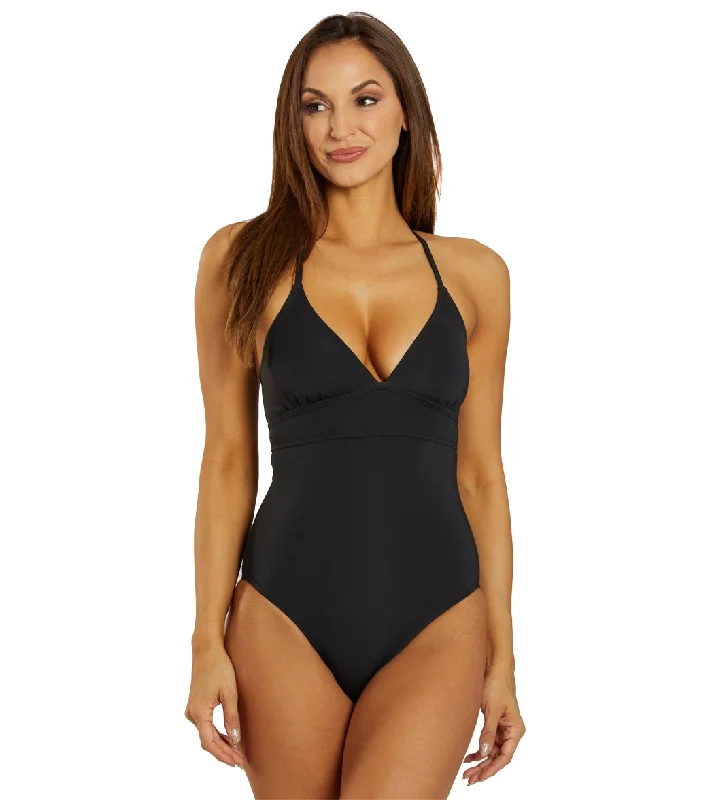 Carve Designs Dahlia Long Torso One Piece Swimsuit Black Sleek Mesh Bikini
