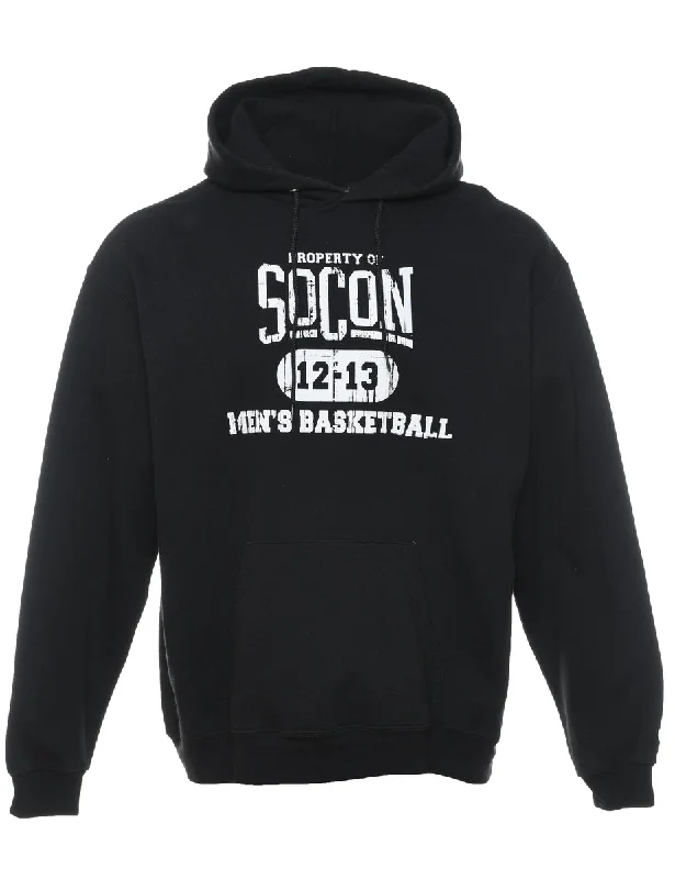 Champion Basketball Hooded Black & White Printed Sweatshirt - XL Hoodie with Patch Decorative Personalized