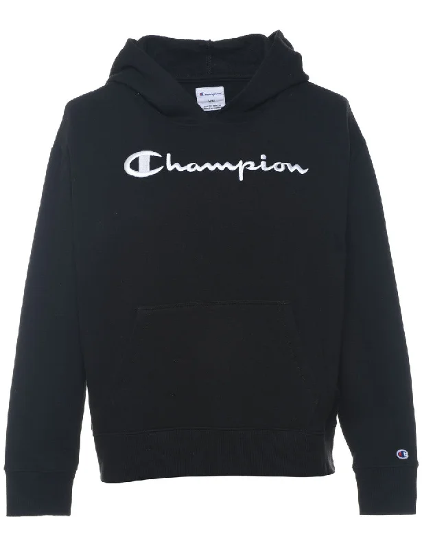 Champion Black Printed Hoodie - M Hoodie with Drawcord Adjustable Secure