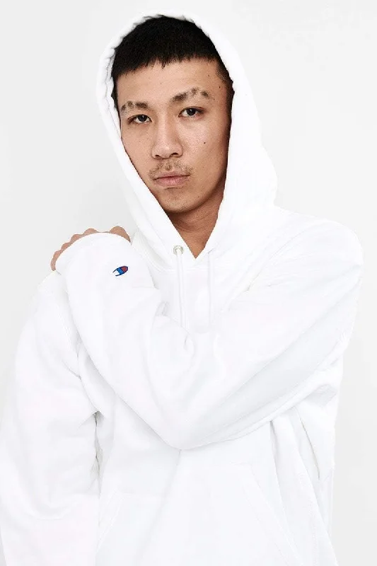 CHAMPION REVERSE WEAVE SMALL C HOODIE - WHITE Hoodie with Zipper Placket Modern Functional