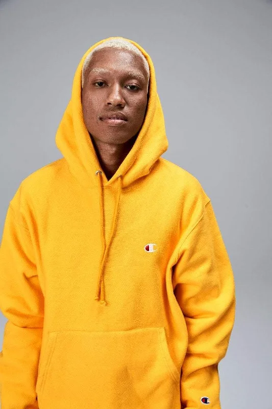 CHAMPION REVERSE WEAVE UNISEX HOODIE - GOLD Hoodie with Hem Detail Decorative Unique