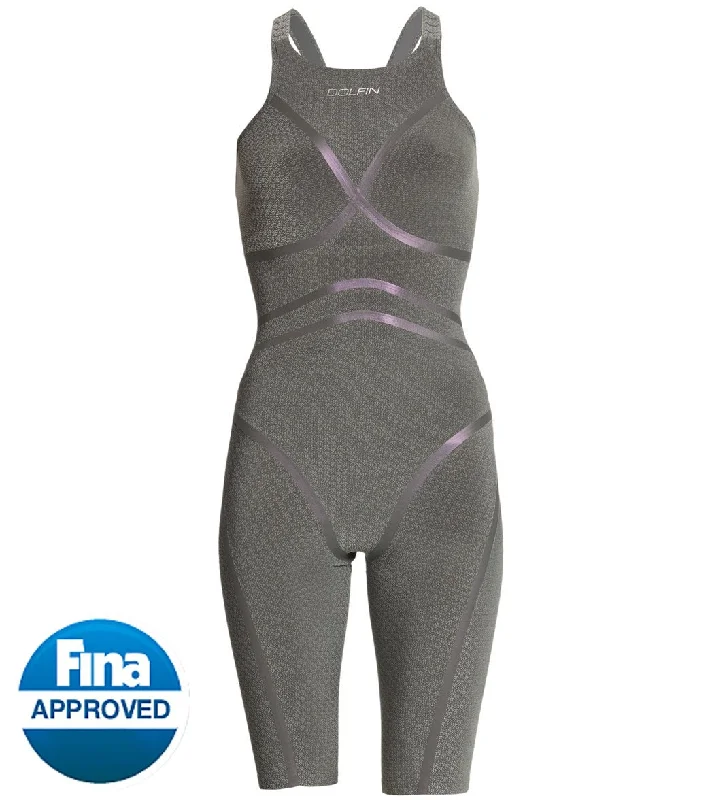Dolfin Women's Lightstrike Bonded Open Back, Regular Torso,Tight Leg, Tech Suit Swimsuit Silver High-Cut One-Piece Dolfin Women's Lightstrike Bonded Open Back, Regular Torso,Tight Leg, Tech Suit Swimsuit Silver High-Cut One-Piece