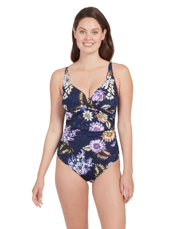 Enigma Mystery Classicback Swimsuit - Navy/Multi Deep-V Swimsuit Design