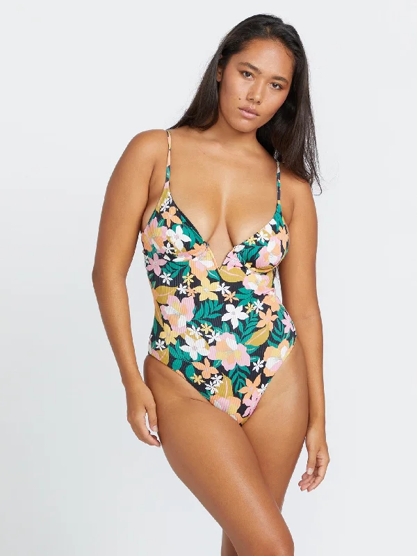 Had Me At Aloha One Piece Swimsuit - Multi Halter Top Bikini