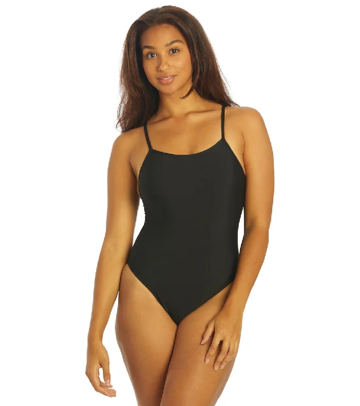 JOLYN Women's Chevy Solid One Piece Swimsuit Black Push-Up Bikini Bottoms
