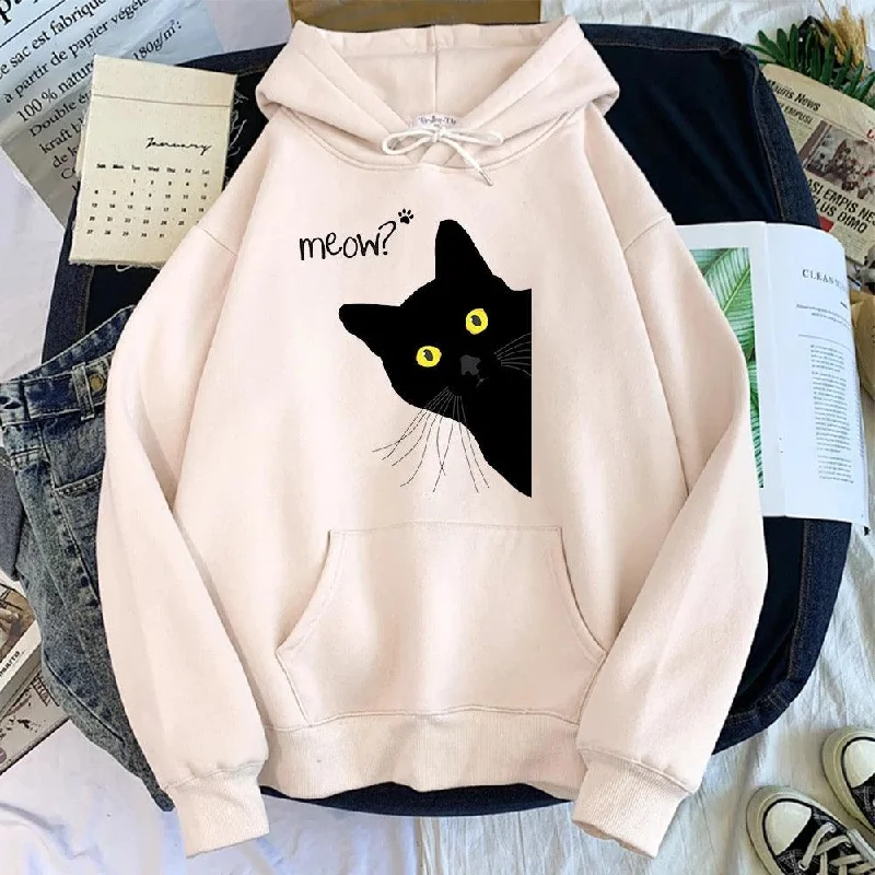 Meow Meow Sweatshirt Hoodie with Pastel Soft Subtle