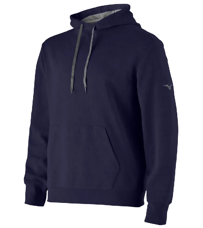 Mizuno Unisex Challenger Hoodie Navy Hoodie with Hem Frayed Vintage Worn