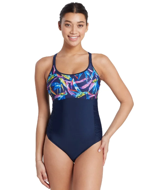 Neon Crystal Multiway Swimsuit - Navy/Pink Sporty Swimwear Bottoms