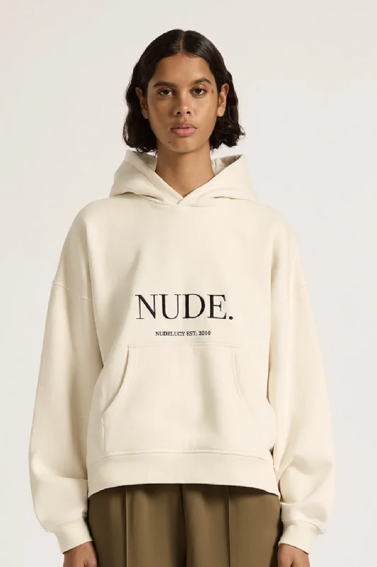 NUDE LUCY NUDE. HOODIE - BONE Hoodie with Bell Sleeves Flared Feminine