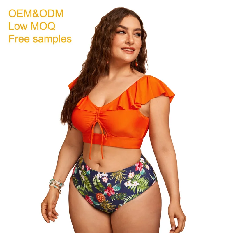 Plus size swimwear sexy women big bust swimsuits fat girl sling luxury orange 4xl super cost friendly high waist bathing suits Elegant Ruffle Swimsuit Plus size swimwear sexy women big bust swimsuits fat girl sling luxury orange 4xl super cost friendly high waist bathing suits Elegant Ruffle Swimsuit