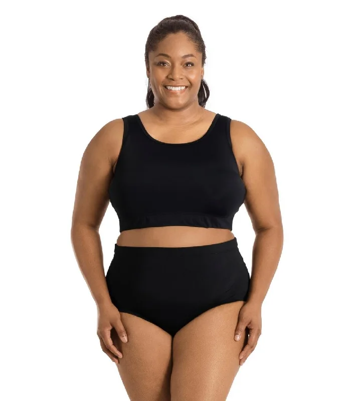 QuikEnergy Swim Bra Black Ruched Swimwear Set