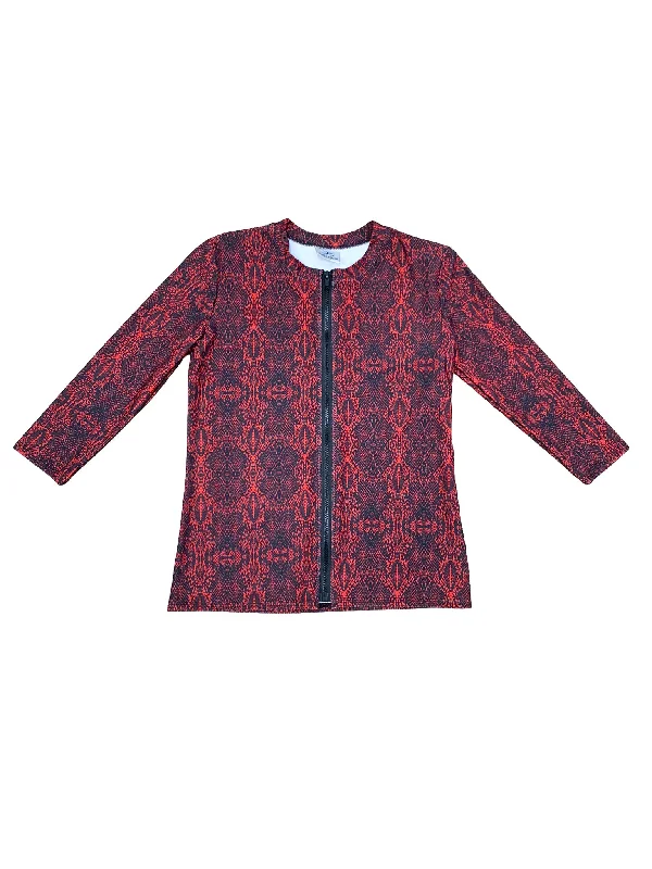 Red Reptile Full Zip Swim Top Push-Up Bikini Top