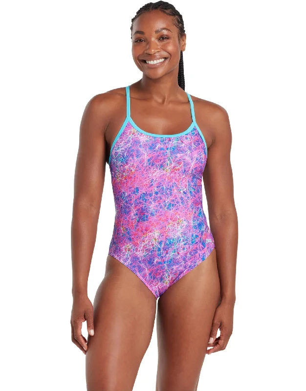 Random Sprintback Swimsuit - Pink/Aqua Adjustable Strap Swimsuit