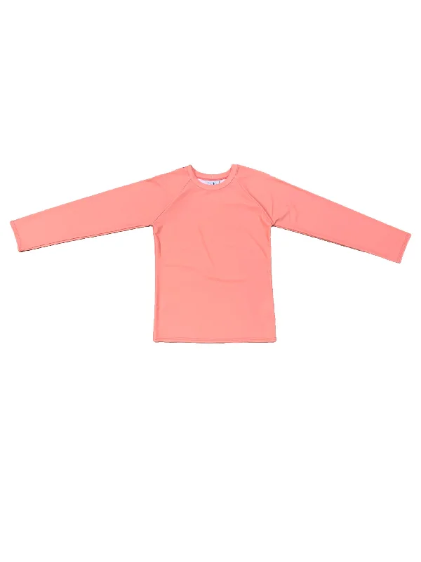 Basic Long Sleeve Coral Swim Top Retro-Inspired Bikini Set