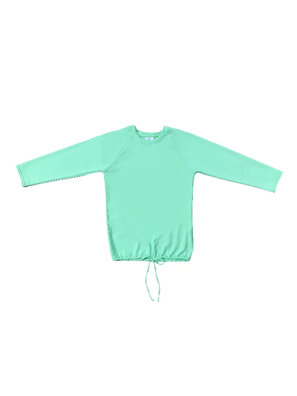 Light Green Drawstring Swim Top Sporty Swimwear Bottoms