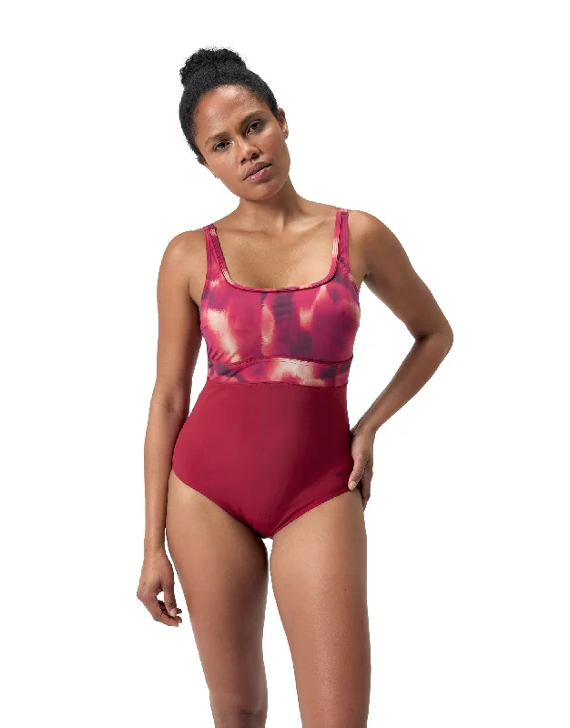 Shaping Contour Eclipse Swimsuit - Red/Purple Sleek Racerback Swimsuit