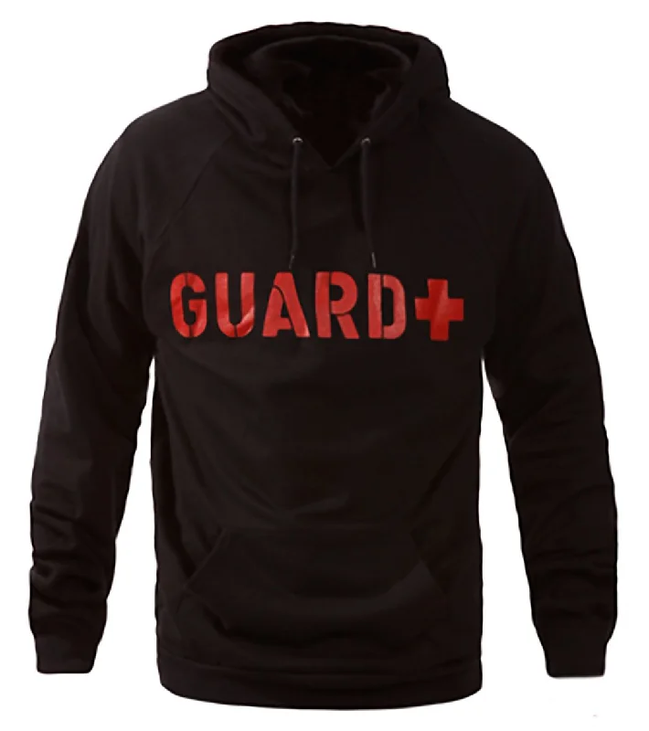 Sporti Guard Unisex Hooded Sweatshirt Black Hoodie with Belted Waist Structured Tailored