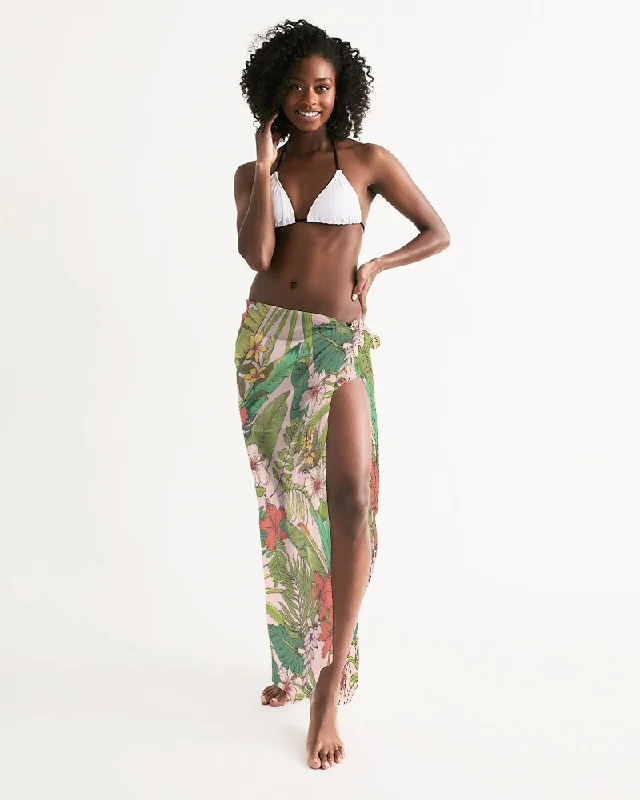 Vintage Tropical Floral Swimsuit Cover Up Sarong Vibrant Bikini Design