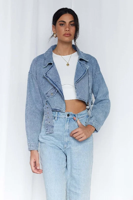 Blue Denim Cropped Jacket Plaid Jacket Tartan Jacket Houndstooth Jacket