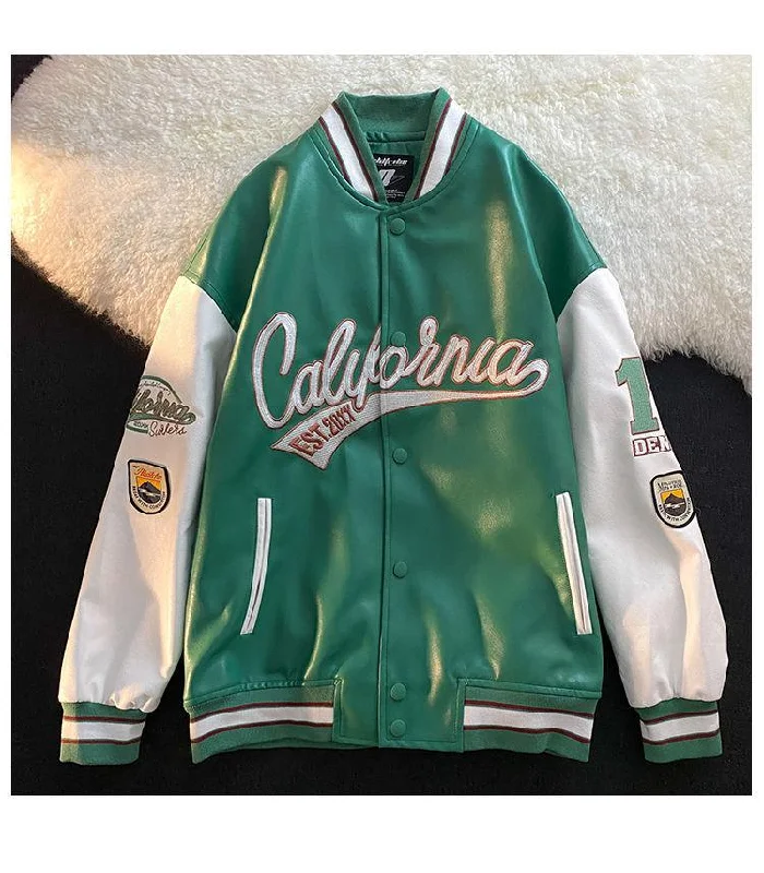 Faux Leather Baseball Jacket Knit Jacket Woven Jacket Fleece Jacket