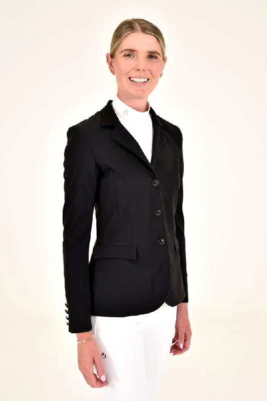 GP Riding Jacket with Logo Lining - Black Notch Collar Peter Pan Collar Cowl Neck