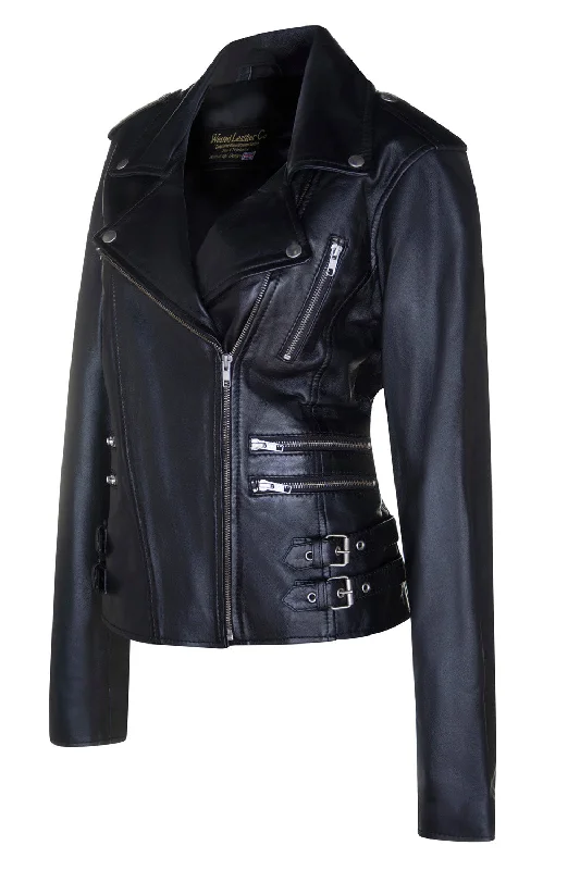 Ladies Biker Jacket - Style 7113 Welt Pockets Slit Pockets Flap Pockets