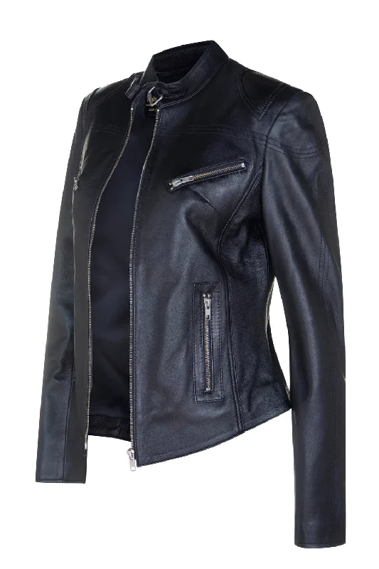 Ladies Vintage Style Biker Leather Jacket SR01 in Chestnut Brown or Black Lambskin Jersey Jacket Tulle Jacket Batik Jacket Ladies Vintage Style Biker Leather Jacket SR01 in Chestnut Brown or Black Lambskin Jersey Jacket Tulle Jacket Batik Jacket