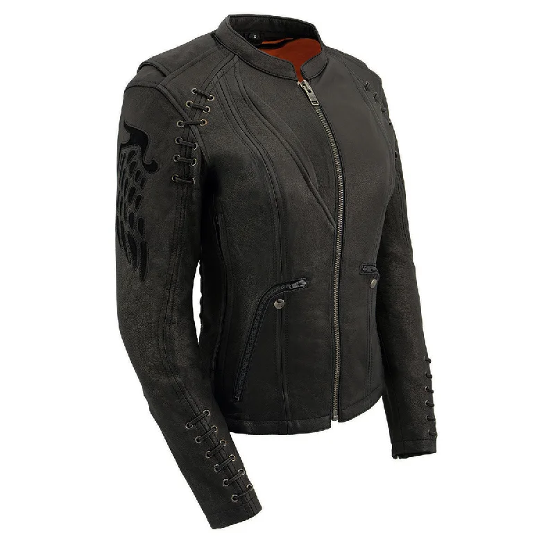 Milwaukee Leather MLL2535 Women's Black Leather Lightweight Scuba Racer Jacket Wool Jacket Cashmere Jacket Tweed Jacket Milwaukee Leather MLL2535 Women's Black Leather Lightweight Scuba Racer Jacket Wool Jacket Cashmere Jacket Tweed Jacket
