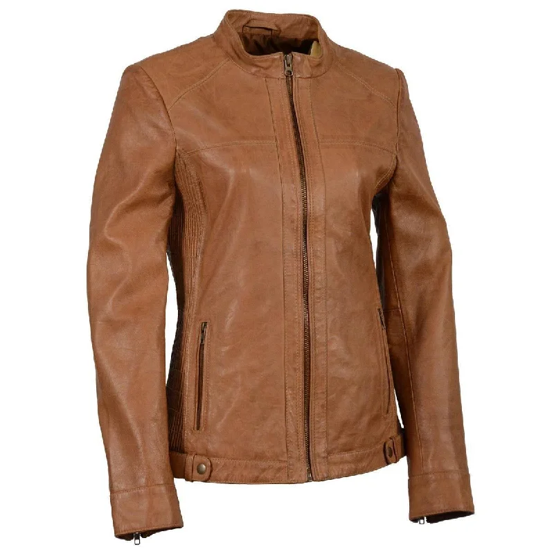 Milwaukee Leather SFL2855 Women's Saddle Zip Front Leather Jacket with Side Stretch Fitting Faux Fur Jacket Real Fur Jacket Shearling Jacket Milwaukee Leather SFL2855 Women's Saddle Zip Front Leather Jacket with Side Stretch Fitting Faux Fur Jacket Real Fur Jacket Shearling Jacket
