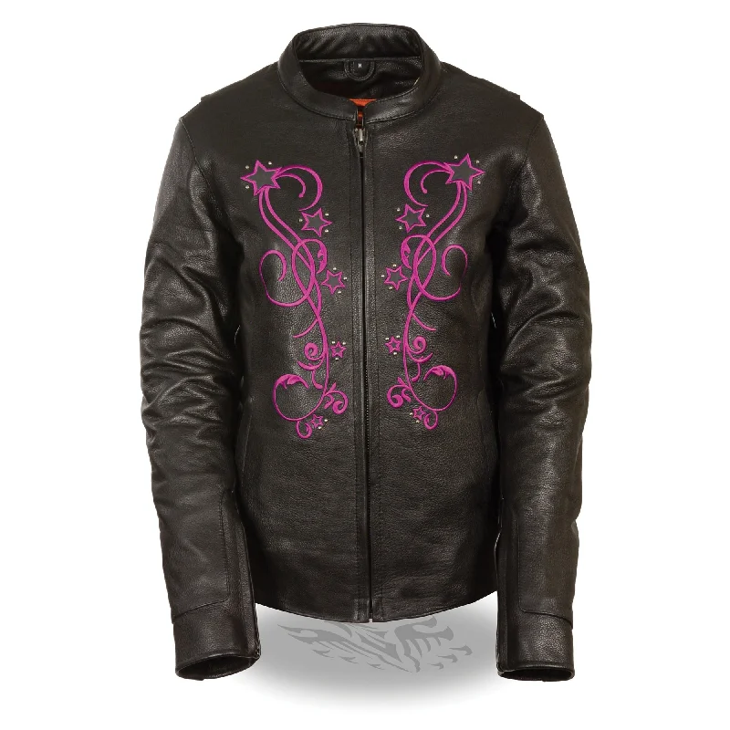 Women's Reflective Star Jacket w/ Rivet Detailing Nylon Jacket Polyester Jacket Spandex Jacket Women's Reflective Star Jacket w/ Rivet Detailing Nylon Jacket Polyester Jacket Spandex Jacket
