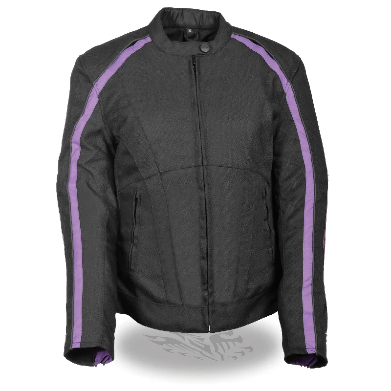 Women's Textile Jacket w/ Stud & Wings Detailing Stand-Up Collar Roll-Neck Collar Turtle Neck