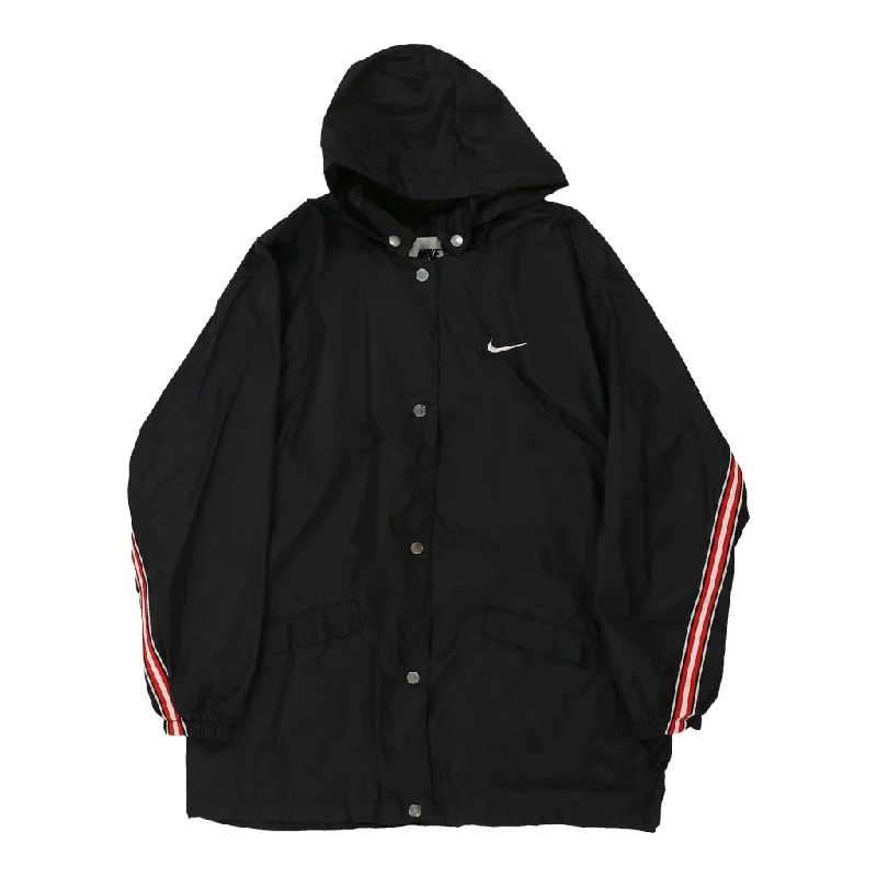 Nike Jacket - Medium Black Polyester Zip Front Button Front Snap Front