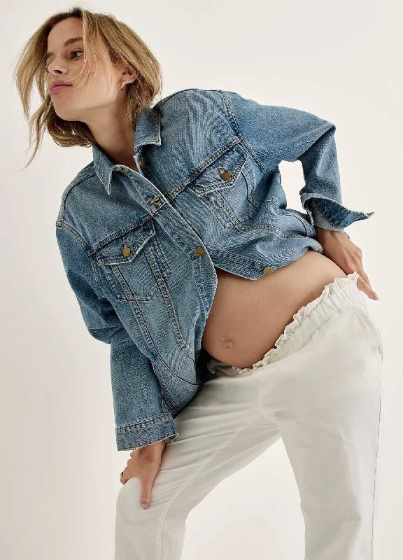 The Classic Maternity Jean Jacket Zip Front Button Front Snap Front
