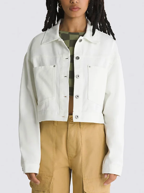 Raynes Crop Trucker Jacket Fleece Fabric Down Fabric Feather Fabric