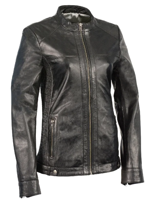 Women's butter soft lamb skin Blk Leather with stand up collar scuba jacket Notch Collar Peter Pan Collar Cowl Neck Women's butter soft lamb skin Blk Leather with stand up collar scuba jacket Notch Collar Peter Pan Collar Cowl Neck