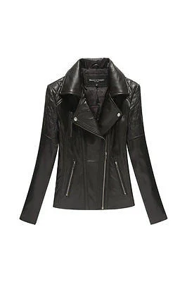 WOMEN'S SHORT MOTORCYCLE LOOK JACKET W/QUILTED LOOK W/DIAGONAL ZIP VERY SOFT Insulated Jacket Fitted Jacket Loose Jacket WOMEN'S SHORT MOTORCYCLE LOOK JACKET W/QUILTED LOOK W/DIAGONAL ZIP VERY SOFT Insulated Jacket Fitted Jacket Loose Jacket