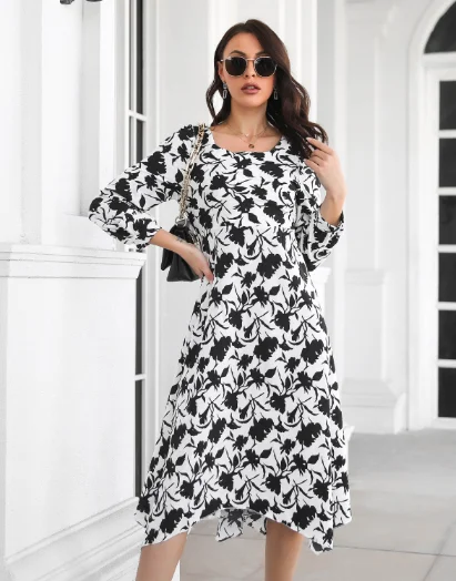 fashion floral irregular long skirt denim skirt stylish