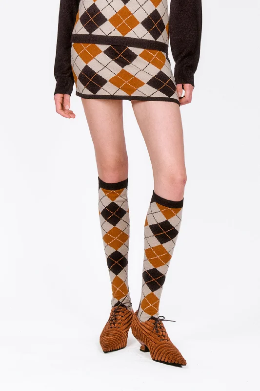 Argyle Knitwear Skirt chiffon skirt airy